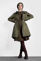 Tesettür giyim HAKİ ALVİNA BELİ BÜZGÜLÜ PAMUKLU PARKA 90018