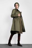 Tesettür giyim HAKİ ALVİNA BELİ BÜZGÜLÜ PAMUKLU PARKA 90018