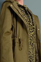 Tesettür giyim YEŞİL ALVİNA BELİ BÜZGÜLÜ PAMUKLU PARKA 90018