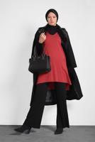 Tesettür giyim KIRMIZI ALVİNA V YAKA TRİKO SÜVETER T 40071