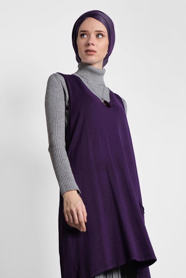 Tesettür giyim  ALVİNA V YAKA TRİKO SÜVETER T 40071