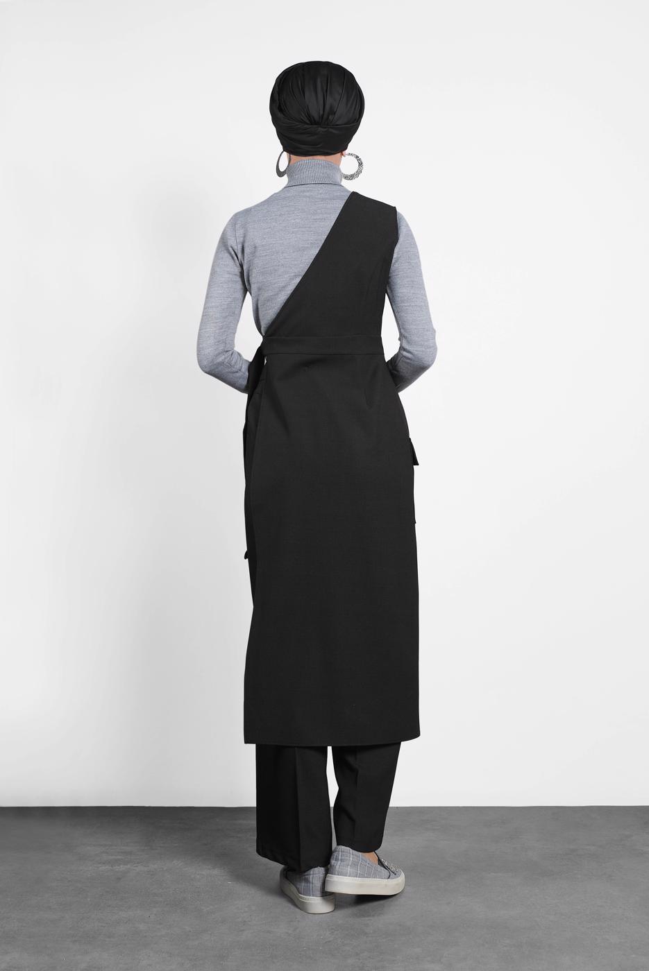 Tesettür giyim SİYAH ALVİNA KEMERLİ PANTOLON TAKIM 40131