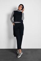 Tesettür giyim LACİVERT ALVİNA DÜĞMELİ İKİLİ PANTOLONLU TAKIM  40207 