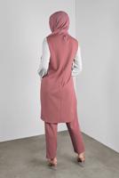 Tesettür giyim PUDRA ALVİNA DÜĞMELİ İKİLİ PANTOLONLU TAKIM  40207 