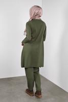 Tesettür giyim HAKİ TAŞ BASKILI TRİKO PANTOLONLU TAKIM  81141 