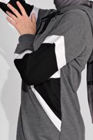 Tesettür giyim GRİ KAPÜŞONLU İKİLİ PANTOLONLU EŞOFMAN TAKIM 0536