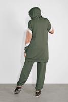 Tesettür giyim HAKİ KAPÜŞONLU İKİLİ PANTOLONLU EŞOFMAN TAKIM 0536