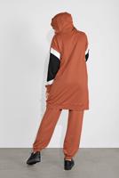 Tesettür giyim TABA KAPÜŞONLU İKİLİ PANTOLONLU EŞOFMAN TAKIM 0536