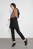 Hijab clothing BLACK STRIPPED HOODED TRACKSUIT 1055