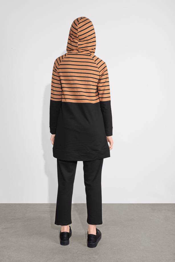 Hijab clothing  STRIPPED HOODED TRACKSUIT 1055 - TRENDTESETTÜR
