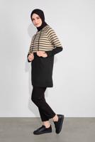 Tesettür giyim SİYAH KAPÜŞONLU ÇİZGİLİ EŞOFMAN TAKIM 1055
