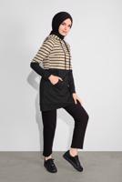 Tesettür giyim SİYAH KAPÜŞONLU ÇİZGİLİ EŞOFMAN TAKIM 1055