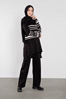 Tesettür giyim SİYAH ÇİZGİLİ İKİLİ TAKIM 1202 