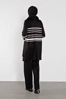 Tesettür giyim SİYAH ÇİZGİLİ İKİLİ TAKIM 1202 