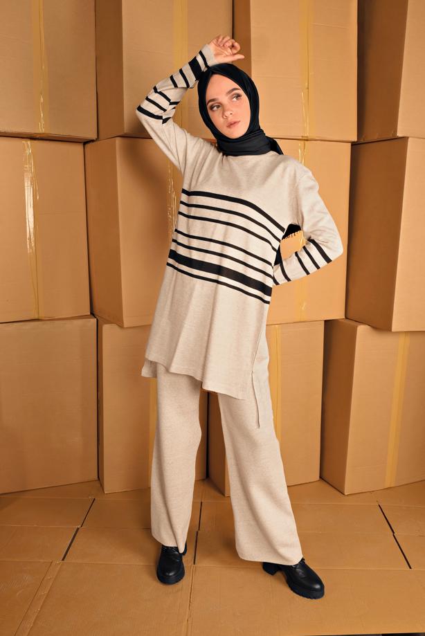 Hijab clothing  STRIPPED SUIT 1202  - TRENDTESETTÜR