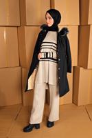 Hijab clothing BEIGE STRIPPED SUIT 1202 