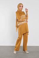 Tesettür giyim TURUNCU ÇİZGİLİ İKİLİ TAKIM 1202 