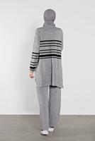Tesettür giyim GRİ ÇİZGİLİ İKİLİ TAKIM 1202 