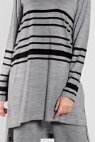 Tesettür giyim GRİ ÇİZGİLİ İKİLİ TAKIM 1202 