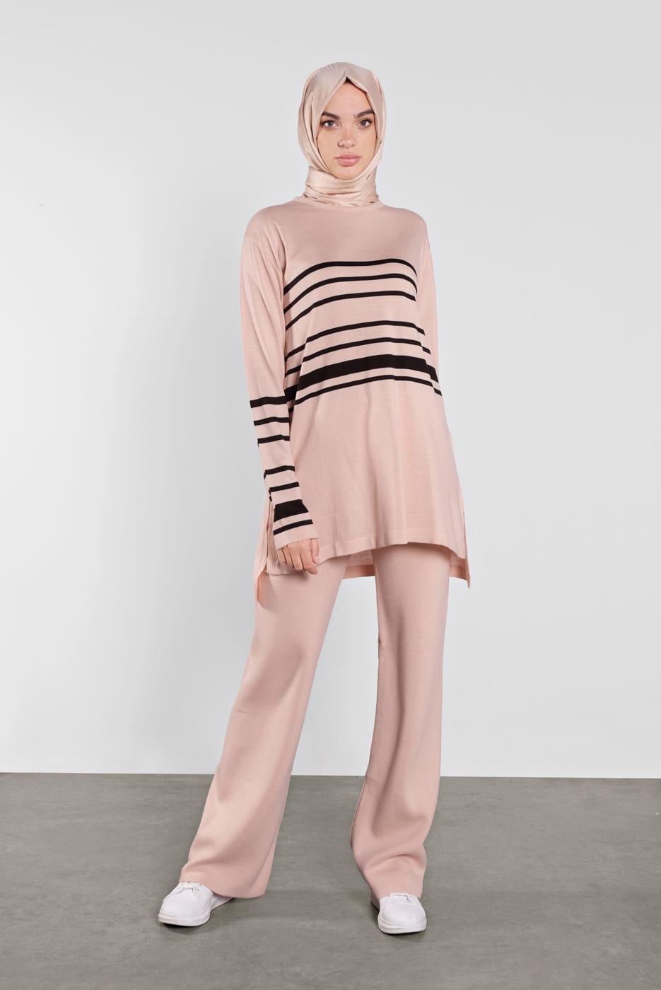 Hijab clothing POWDER STRIPPED SUIT 1202 