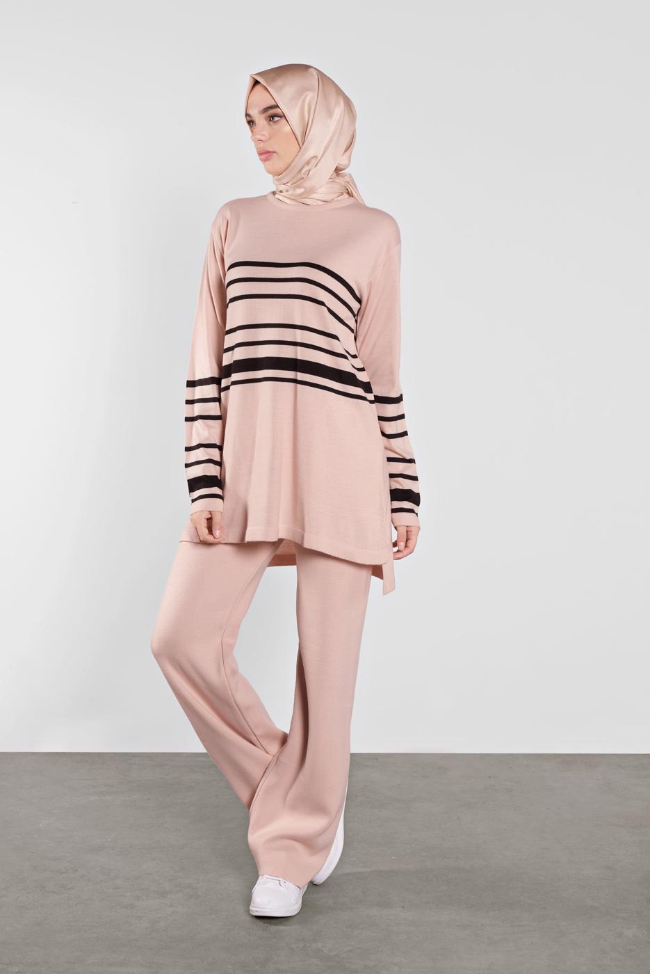 Hijab clothing POWDER STRIPPED SUIT 1202 