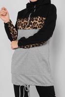 Tesettür giyim GRİ LEOPAR DESENLİ İKİLİ PANTOLONLU EŞOFMAN TAKIM 1255