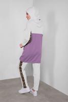 Tesettür giyim MOR LEOPAR DESENLİ İKİLİ PANTOLONLU EŞOFMAN TAKIM 1255