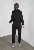 Tesettür giyim SİYAH FİLELİ ŞAL YAKA PANTOLONLU TAKIM  2446 