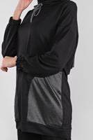 Tesettür giyim SİYAH FİLELİ ŞAL YAKA PANTOLONLU TAKIM  2446 