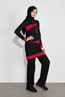 Tesettür giyim SİYAH KAPÜŞONLU İKİ RENK İKİLİ EŞOFMAN TAKIM  2708