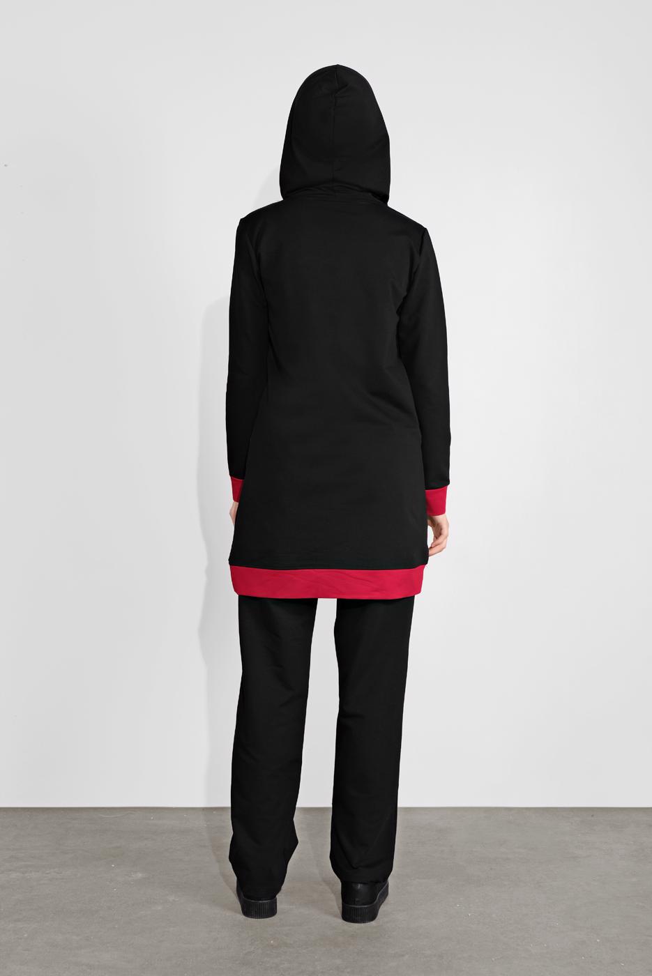 Tesettür giyim SİYAH KAPÜŞONLU İKİ RENK İKİLİ EŞOFMAN TAKIM  2708