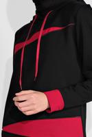 Tesettür giyim SİYAH KAPÜŞONLU İKİ RENK İKİLİ EŞOFMAN TAKIM  2708