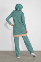Tesettür giyim YEŞİL KAPÜŞONLU İKİ RENK İKİLİ EŞOFMAN TAKIM  2708