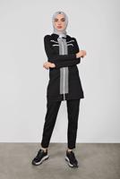 Tesettür giyim SİYAH FİLELİ İKİLİ EŞOFMAN TAKIM 3155 