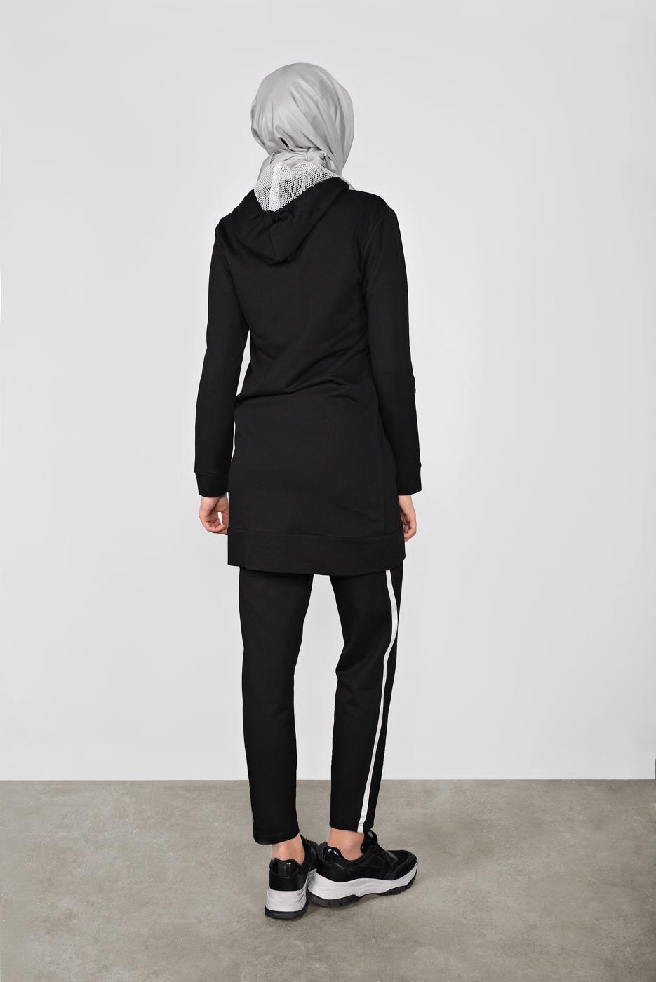 Tesettür giyim SİYAH FİLELİ İKİLİ EŞOFMAN TAKIM 3155 