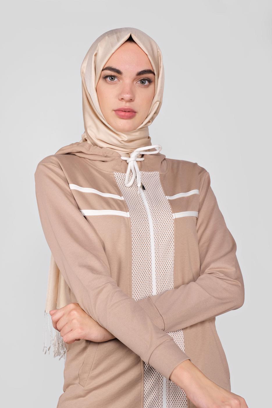 Tesettür giyim KAHVE FİLELİ İKİLİ EŞOFMAN TAKIM 3155 