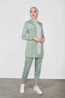 Tesettür giyim YEŞİL FİLELİ İKİLİ EŞOFMAN TAKIM 3155 