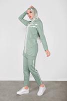 Tesettür giyim YEŞİL FİLELİ İKİLİ EŞOFMAN TAKIM 3155 