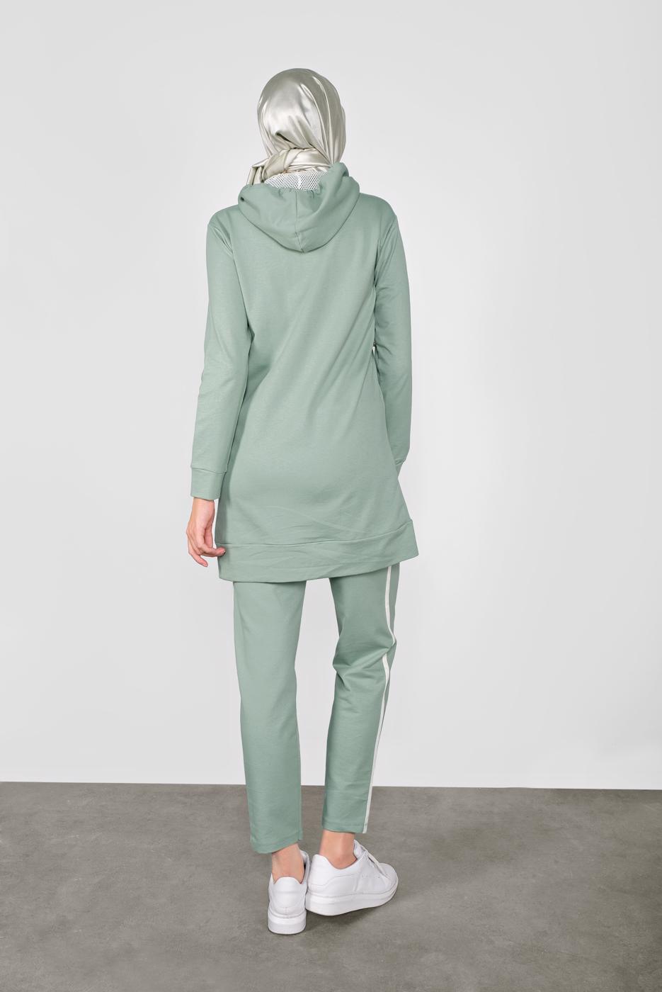 Tesettür giyim YEŞİL FİLELİ İKİLİ EŞOFMAN TAKIM 3155 