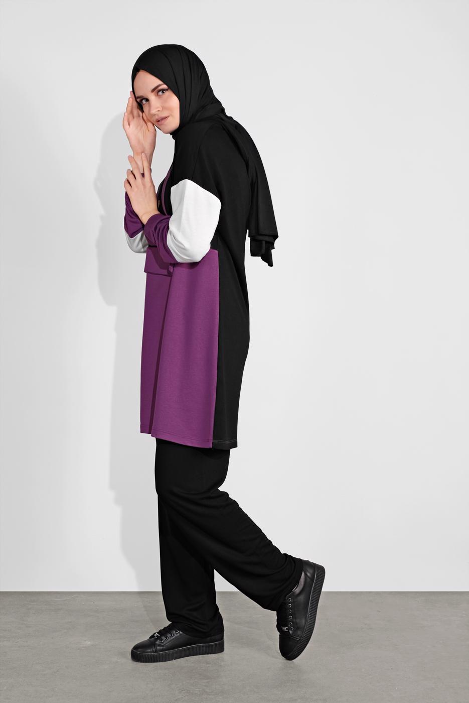 Tesettür giyim SİYAH DÜĞMELİ EŞOFMAN TAKIMI 3236