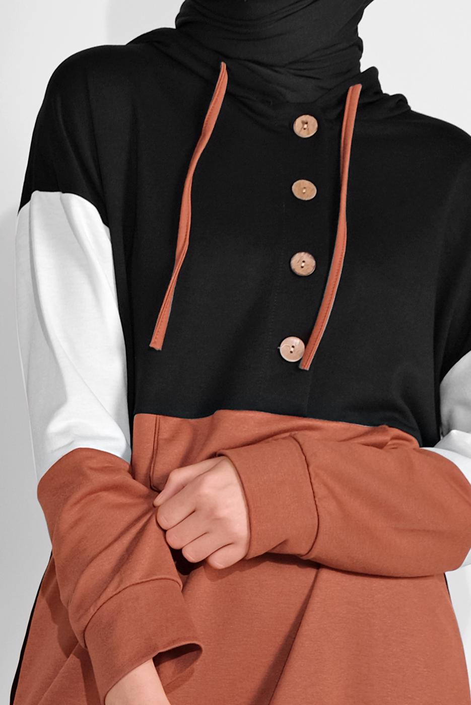 Tesettür giyim SİYAH DÜĞMELİ EŞOFMAN TAKIMI 3236