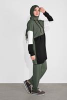 Tesettür giyim HAKİ DÜĞMELİ EŞOFMAN TAKIMI 3236