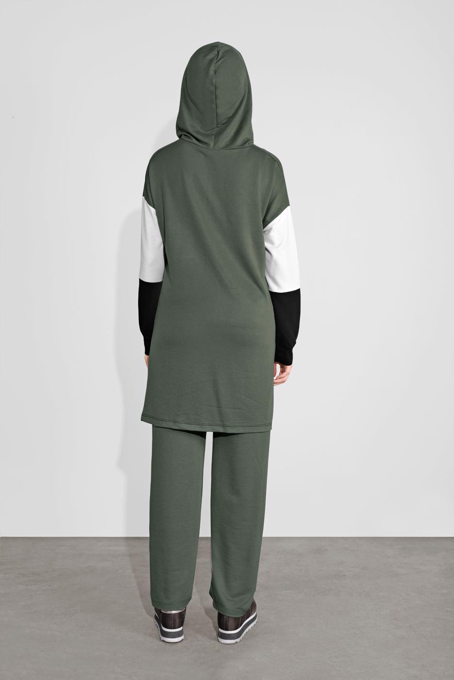 Tesettür giyim HAKİ DÜĞMELİ EŞOFMAN TAKIMI 3236