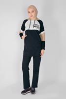 Tesettür giyim LACİVERT BASKILI KAPÜŞONLU EŞOFMAN TAKIMI 3508