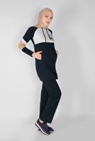 Tesettür giyim LACİVERT BASKILI KAPÜŞONLU 2′Lİ EŞOFMAN  TAKIM 3508 