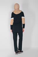 Tesettür giyim LACİVERT BASKILI KAPÜŞONLU EŞOFMAN TAKIMI 3508