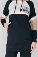 Tesettür giyim LACİVERT BASKILI KAPÜŞONLU 2′Lİ EŞOFMAN  TAKIM 3508 