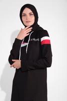 Tesettür giyim SİYAH PAMUKLU ŞERİT DETAYLI PANTOLONLU EŞOFMAN TAKIM 3708 