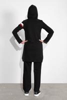 Tesettür giyim SİYAH PAMUKLU ŞERİT DETAYLI PANTOLONLU EŞOFMAN TAKIM 3708 