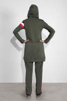 Tesettür giyim HAKİ PAMUKLU ŞERİT DETAYLI PANTOLONLU EŞOFMAN TAKIM 3708 